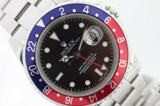 Rolex GMT - Master II 16710 Pepsi Stainless Steel Black Dial 1991 Auto Men ' s Watch 5