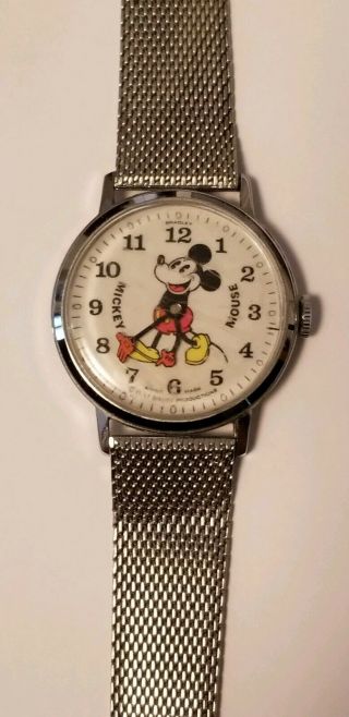 Vintage Bradley Mickey Mouse Watch Wind Up Pie Eye Swiss Made 47 Walt Disney