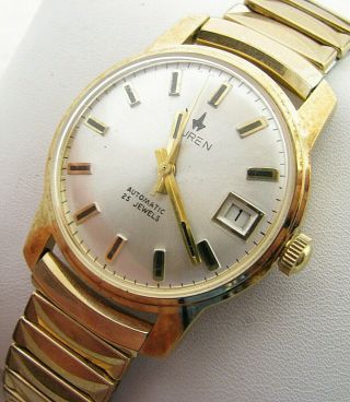 Vintage Mens Buren Automatic 25 Jewel Gold Plated Wristwatch Watch