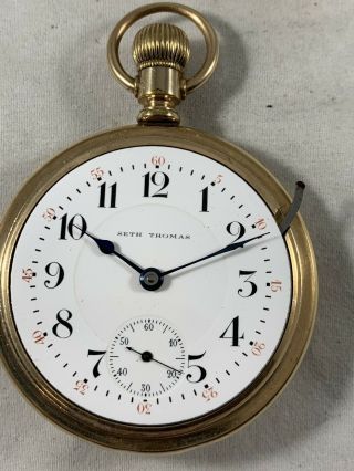 Antique Seth Thomas Pocket Watch Running Lever Set Railroad Gold Filled RUNNING 2