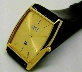 Seiko Quartz Slim Men ' s Gold Plated Shape Watch Run Order 4