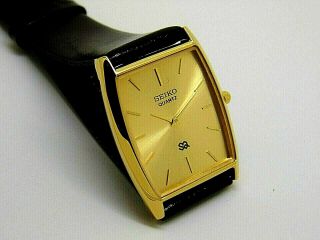 Seiko Quartz Slim Men ' s Gold Plated Shape Watch Run Order 5