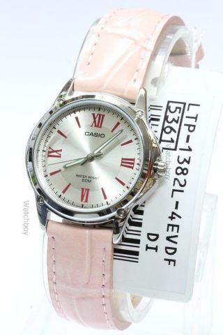 Ltp - 1382l - 4e100 Casio Leather Watch 50m Date Women 