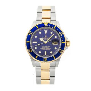 Rolex Submariner Auto Steel Yellow Gold Mens Oyster Bracelet Watch Date 16613 2