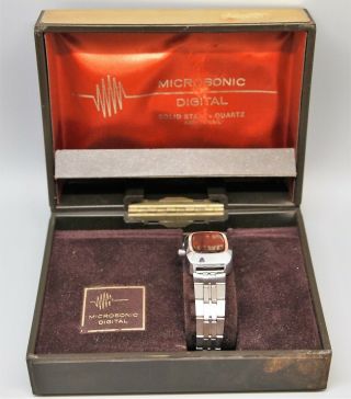 Vintage Microsonic Digital Solid State Quartz Wristwatch,  Made In U.  S.  A