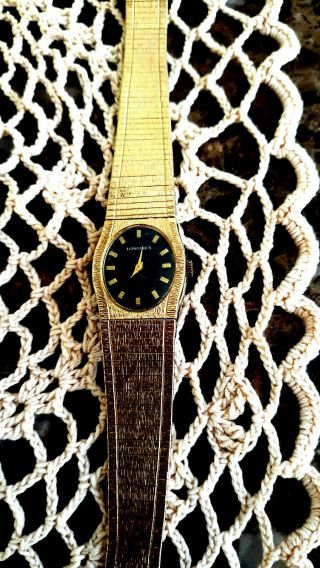 Vintage Longines Ladies Gold Tone Mesh 17 Jewel Swiss Watch