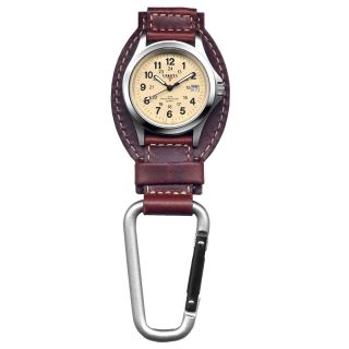 Dakota Watch Company Field Clip Hanger Watch Brown Leather Water Resistant