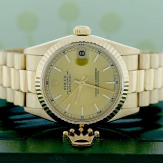 Rolex President Datejust Midsize Yellow Gold Champagne Dial 31mm 68278