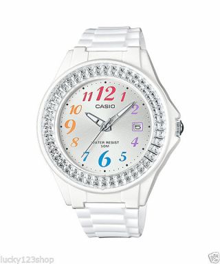 Lx - 500h - 7b White Casio Ladies Watches Resin Band 50m Analog Date Brand -