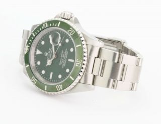 Rolex Men ' s Watch 40mm Submariner 16610 Stainless Steel Green Dial & Insert 3