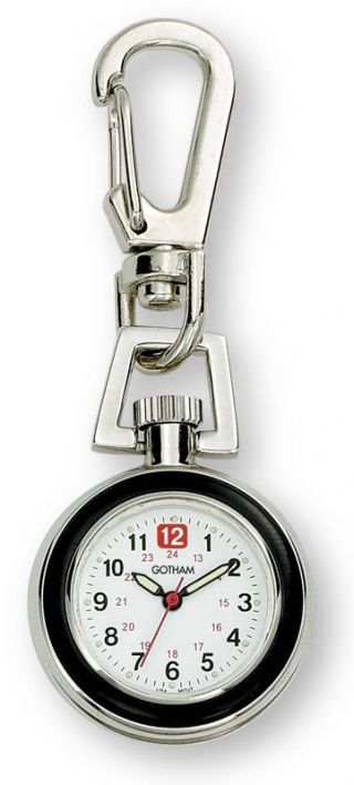 Gotham Unisex Silver - Tone Analog Quartz Keychain Clip Fob Watch Gwc18107 - 2