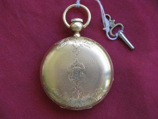 Waltham Appleton Tracy 15j 18s Key Wind 18k Gold Hunting Case Pocket Watch