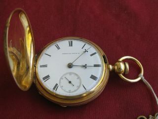 Waltham Appleton Tracy 15j 18s Key Wind 18k Gold Hunting Case Pocket watch 6