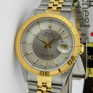 Rolex Datejust Turn - O - Graph Gold And Steel Silver Bullseye 16263 Watch Chest