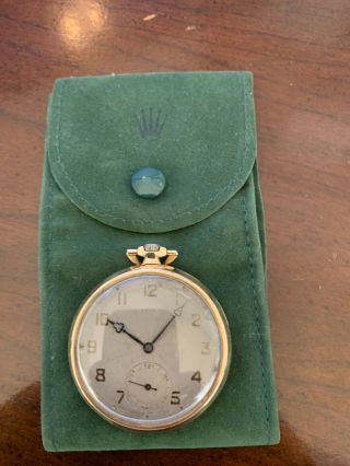 1930 ' s Rolex Pocket Watch,  18K Gold,  Pre Owned,  Minor impressions on back cover 4