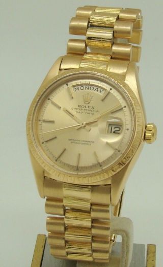 Rare Rolex Mens 18k Gold Automatic Champagne Dial President Watch 1807 C.  1966
