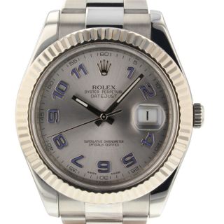 Rolex Datejust II 41mm Steel Automatic Silver Blue Arabic Dial Mens Watch 116334 2
