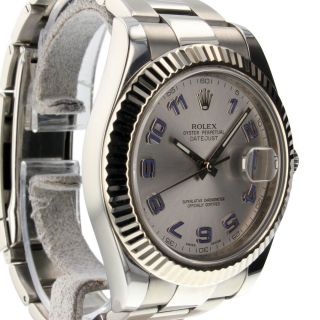 Rolex Datejust II 41mm Steel Automatic Silver Blue Arabic Dial Mens Watch 116334 4