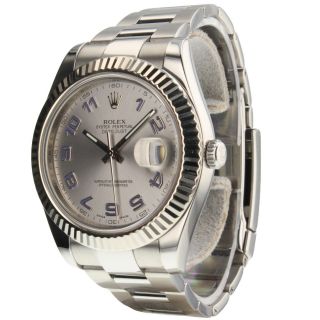 Rolex Datejust II 41mm Steel Automatic Silver Blue Arabic Dial Mens Watch 116334 5