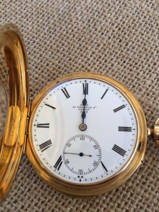 Dent London 18k Yellow Gold Triple Signed Half Hunter Repeating Watch Ca.  1900