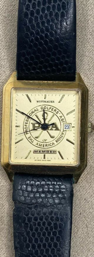 Wittnaur Men’s Vintage Gold Swiss Made Quartz Watch With Date (needs Battery)