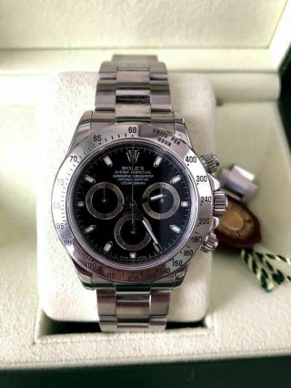 Rolex Daytona Black Dial Serial 116520 Stainless Steel Cosmograph Serviced