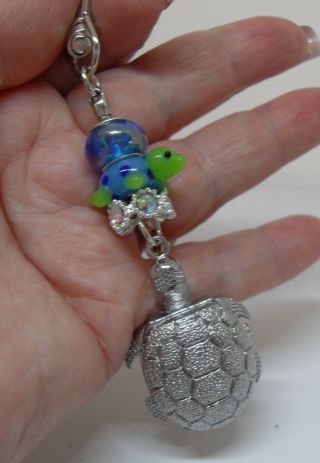 Unique Turtle Glass Beaded Pocket Watch/bag Charm