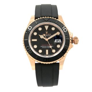 Rolex Yacht - Master Matt Black Dial Everose Gold Rubber Automatic Watch 116655