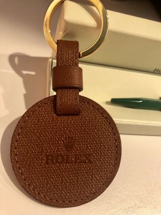 Geniune Rolex Watch Leather Brown Keychain Rare
