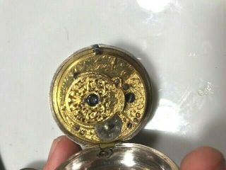 RARE Antique Silver English VERGE FUSEE Pocket Watch Late 1700s 10