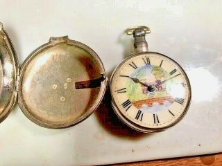 RARE Antique Silver English VERGE FUSEE Pocket Watch Late 1700s 3