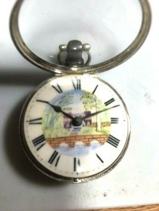 RARE Antique Silver English VERGE FUSEE Pocket Watch Late 1700s 5