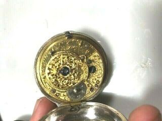 RARE Antique Silver English VERGE FUSEE Pocket Watch Late 1700s 9