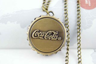 Antique Vintage Coca - Cola Bottle Top Quartz Necklace Pocket Watch Gift Idea Uk