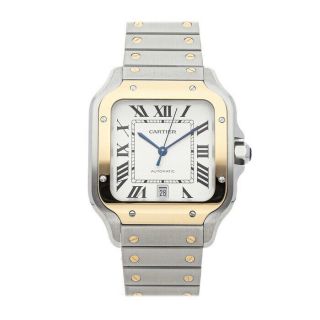 Cartier Santos De Cartier Large Model Auto Steel Gold Mens Watch Date W2sa0006