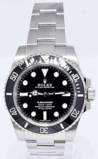 Rolex Submariner No Date Steel Black Ceramic Watch Box/papers 114060