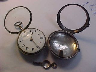 1797 - 1798 Wm Hanson London Silver Fusee Pocket Watch In Pear Case Runs