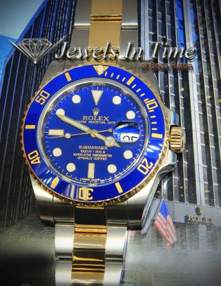 Rolex Submariner Date 18k Yellow Gold/Steel Blue Ceramic Watch B/P 116613 2