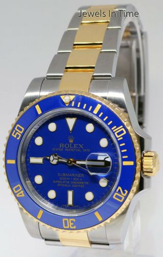 Rolex Submariner Date 18k Yellow Gold/Steel Blue Ceramic Watch B/P 116613 3