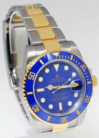 Rolex Submariner Date 18k Yellow Gold/Steel Blue Ceramic Watch B/P 116613 6