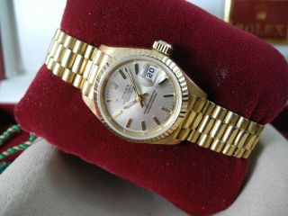 Rolex Ladies President 18k Yellow Gold 18k Gold Bezel Boxed All Papers Perfect