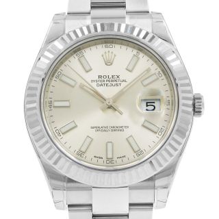 Rolex Datejust II 41MM 116334 Silver Dial White Gold Steel Automatic Mens Watch 2