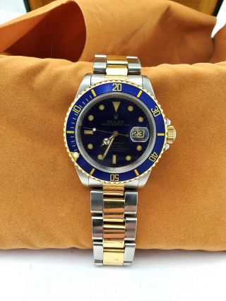 Rolex Submariner 18kt And Steel Two Tone Ref 16613 Blue N Ser 40mm