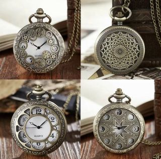 Mens Pocket Watch Chain Steampunk Antique Retro Skeleton Vintage Watches Unisex