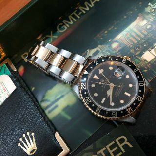 Rolex GMT Master II Black Dial Two Tone Gold / SS Oyster Bracelet VTG BOX,  PAPERS 2