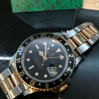 Rolex GMT Master II Black Dial Two Tone Gold / SS Oyster Bracelet VTG BOX,  PAPERS 3