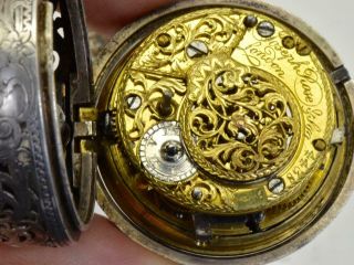 WOW Antique Georgian silver Repousse case Verge Fusee Repeater watch.  J.  Rose&Son 11