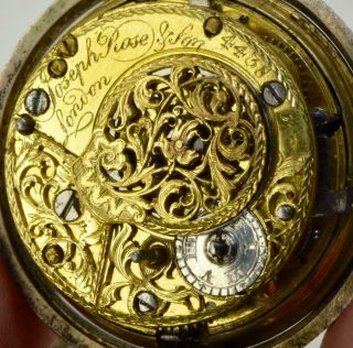 WOW Antique Georgian silver Repousse case Verge Fusee Repeater watch.  J.  Rose&Son 12
