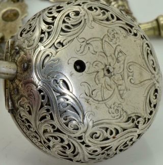 WOW Antique Georgian silver Repousse case Verge Fusee Repeater watch.  J.  Rose&Son 9