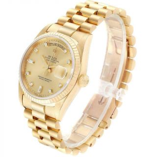 Rolex President Day - Date Yellow Gold Diamonds Mens Watch 18238 Box Papers 4
